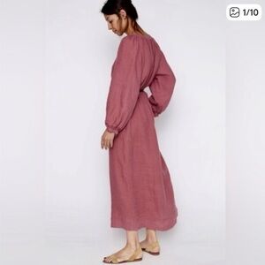 Nobonu polish linen Bonton maxi dress in pink